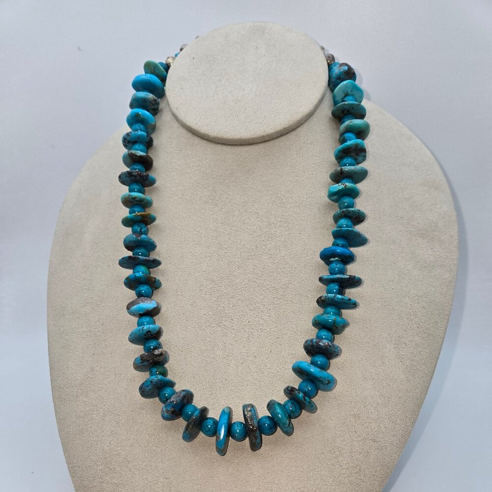 Kingman Turquoise Rondel Necklace - Picture 5 of 6